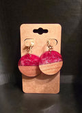 Earrings - red/wood circles