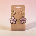 Earrings - pink/wood flowers