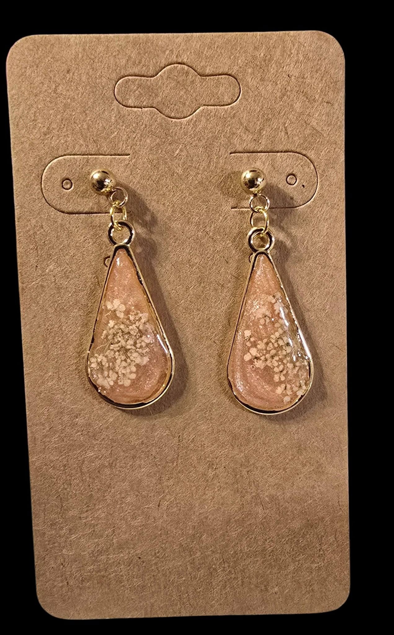 Earrings - peach and white floral