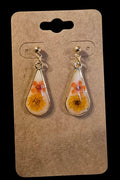 Earrings - white with orange/yellow flowers