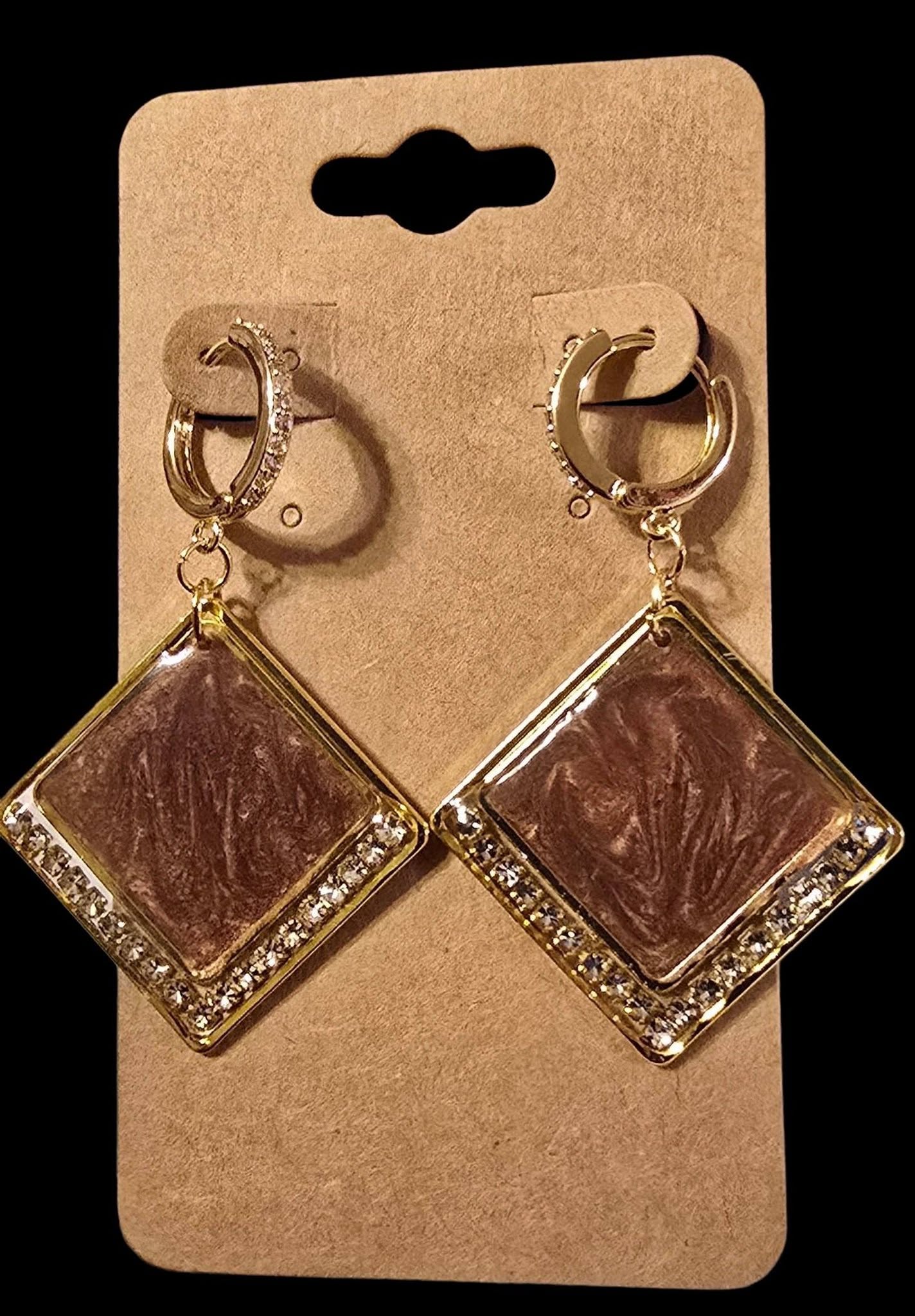 Earrings - brown/rhinestone