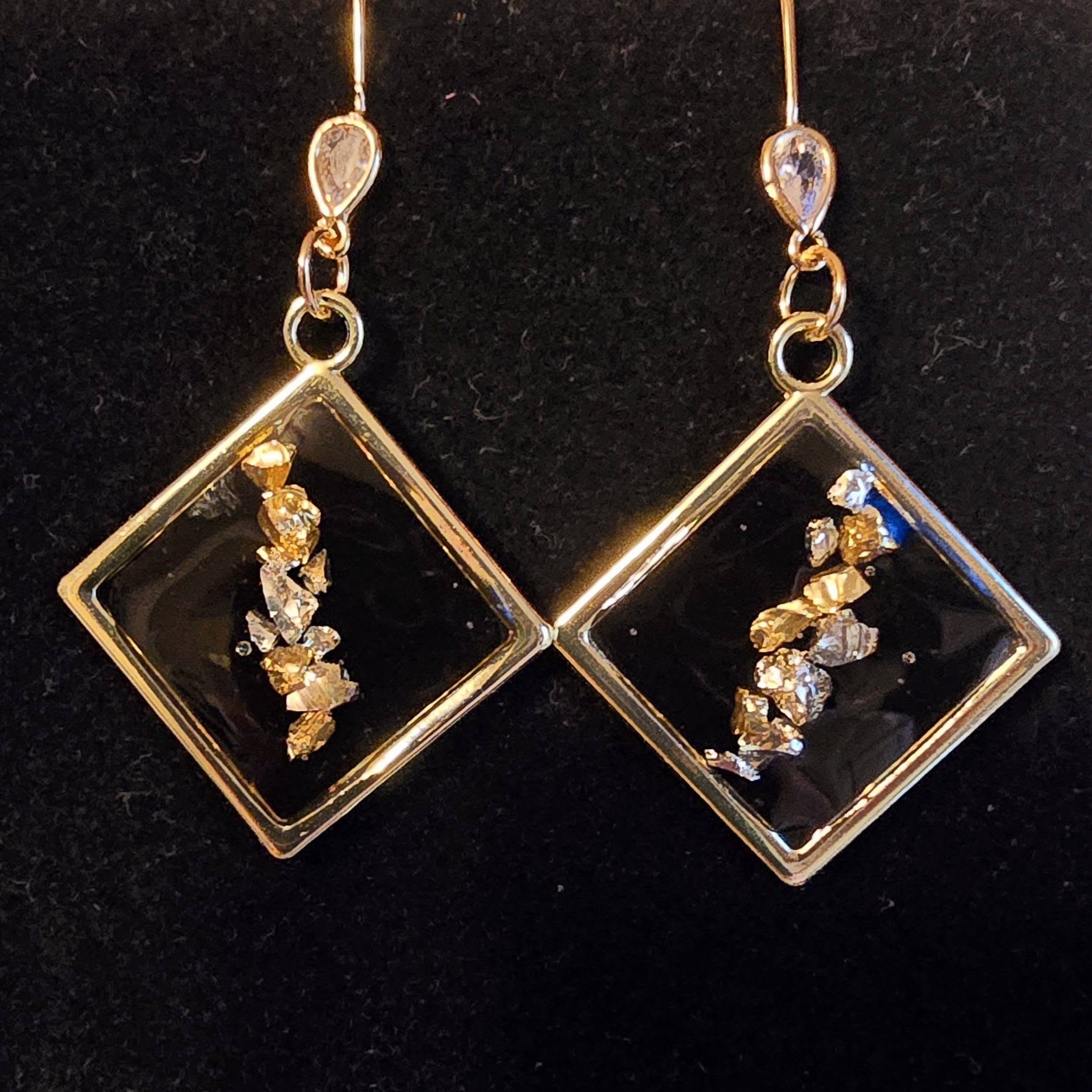 Earrings - black and gold