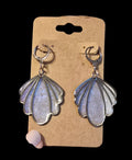 Earrings - blue and silver fan