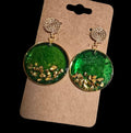Earrings - green and gold