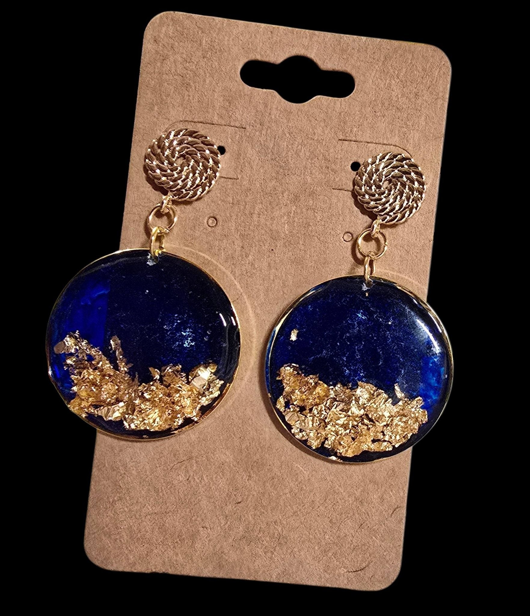 Earrings - cobalt blue and gold