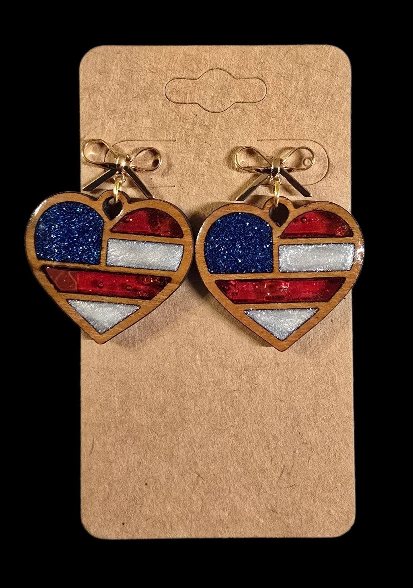 Earrings - Patriotic hearts