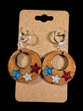 Earrings - patriotic wooden circles