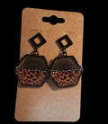 Earrings - animal print and black rhinestone