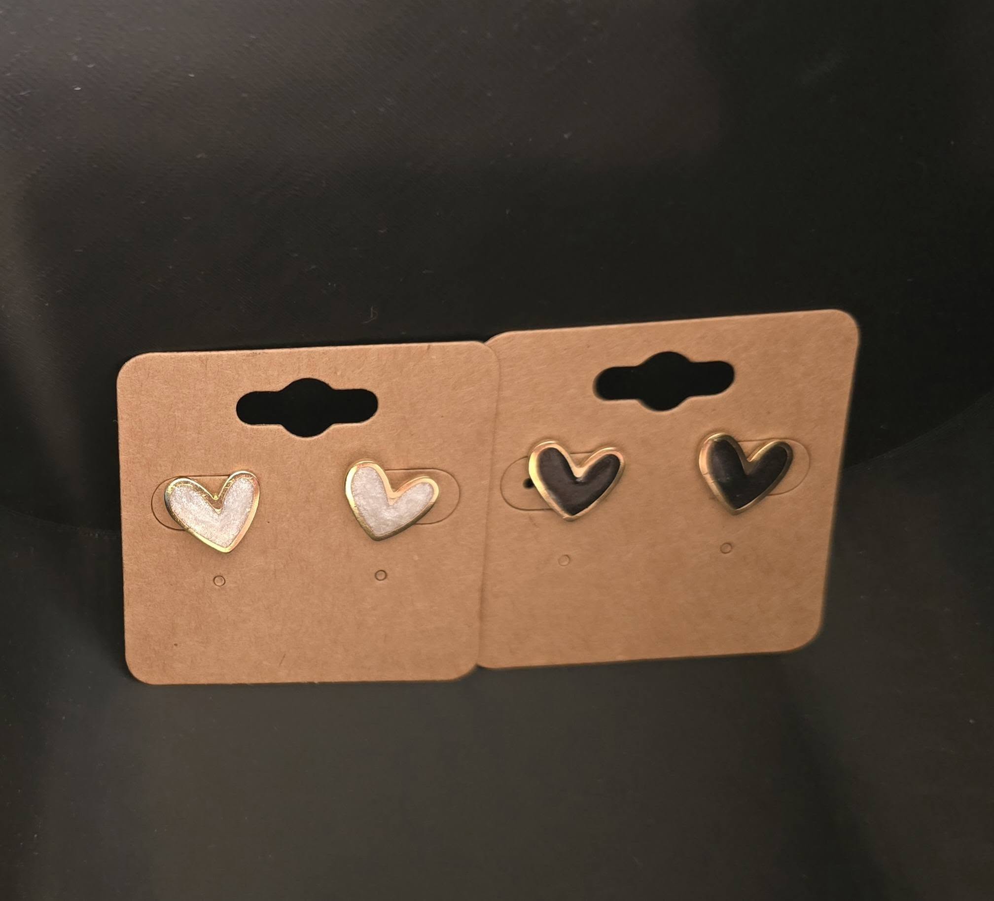 Earrings - studs: gold with white or black