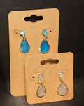 Earrings - gold/blue dangle two tier