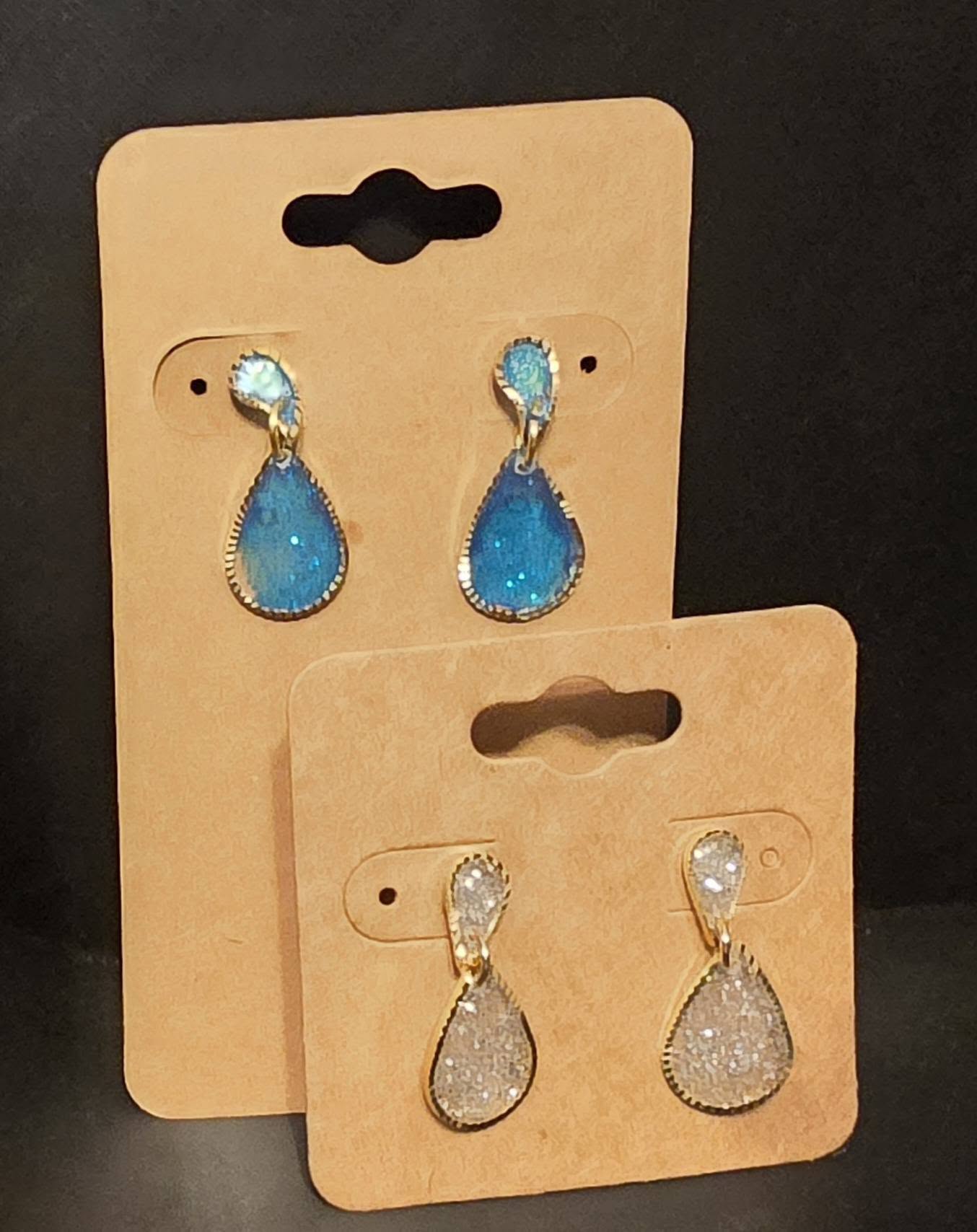 Earrings - gold/blue dangle two tier