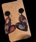 Earrings - black with floral pattern